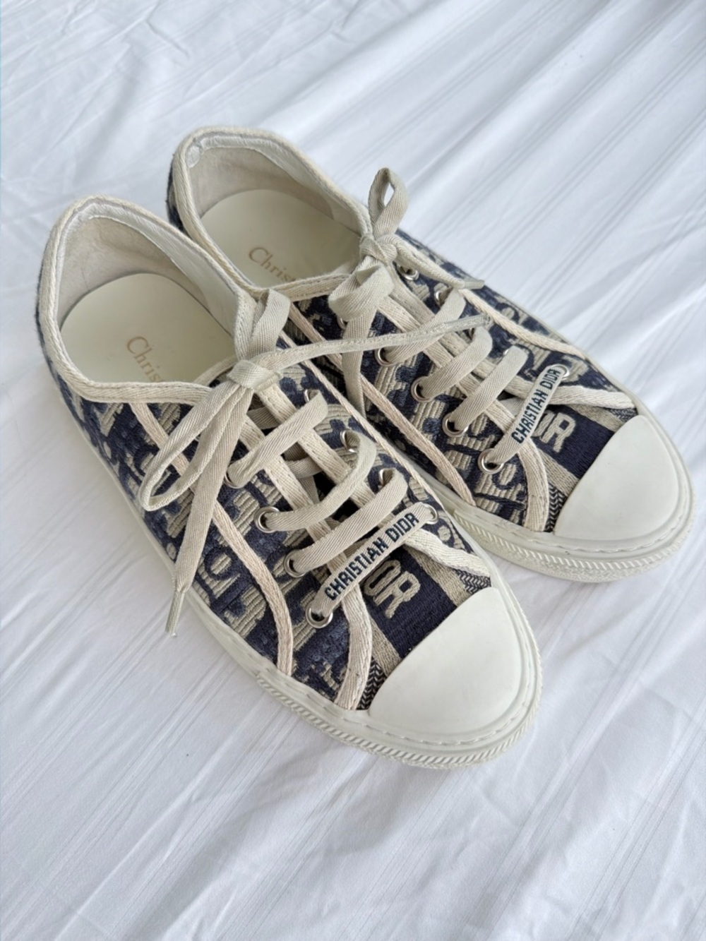 Dior Women's walk’n’ Low-Top Sneakers in Navy and Cream Canvas